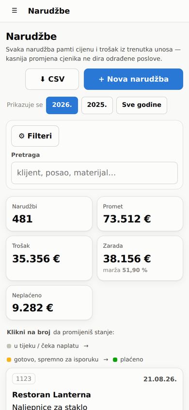 Narudžbe u PrintFlowu na mobitelu: unos posla dok si još kod klijenta